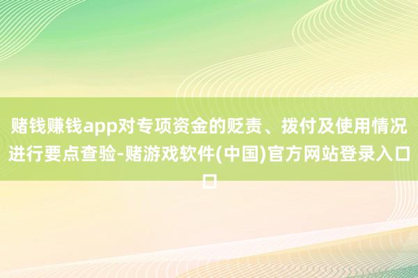 赌钱赚钱app对专项资金的贬责、拨付及使用情况进行要点查验-赌游戏软件(中国)官方网站登录入口