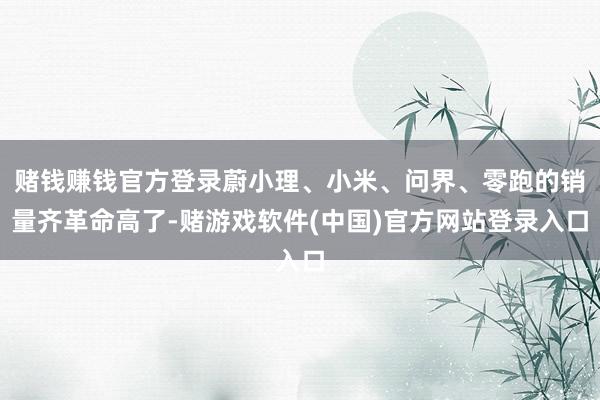 赌钱赚钱官方登录蔚小理、小米、问界、零跑的销量齐革命高了-赌游戏软件(中国)官方网站登录入口