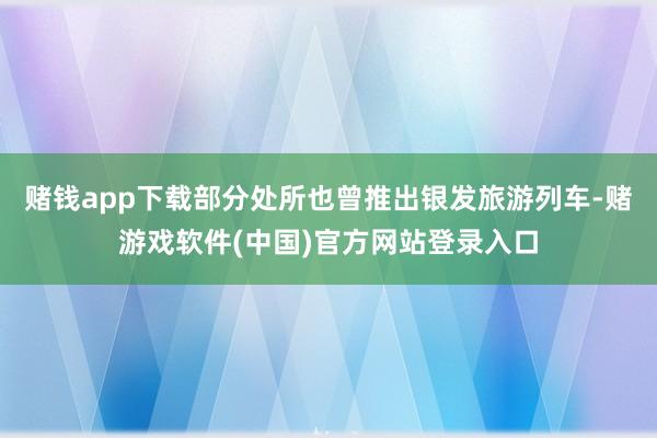 赌钱app下载部分处所也曾推出银发旅游列车-赌游戏软件(中国)官方网站登录入口