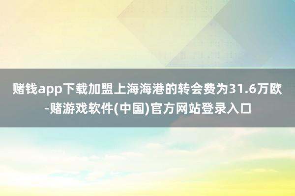 赌钱app下载加盟上海海港的转会费为31.6万欧-赌游戏软件(中国)官方网站登录入口