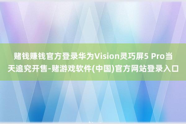 赌钱赚钱官方登录华为Vision灵巧屏5 Pro当天追究开售-赌游戏软件(中国)官方网站登录入口